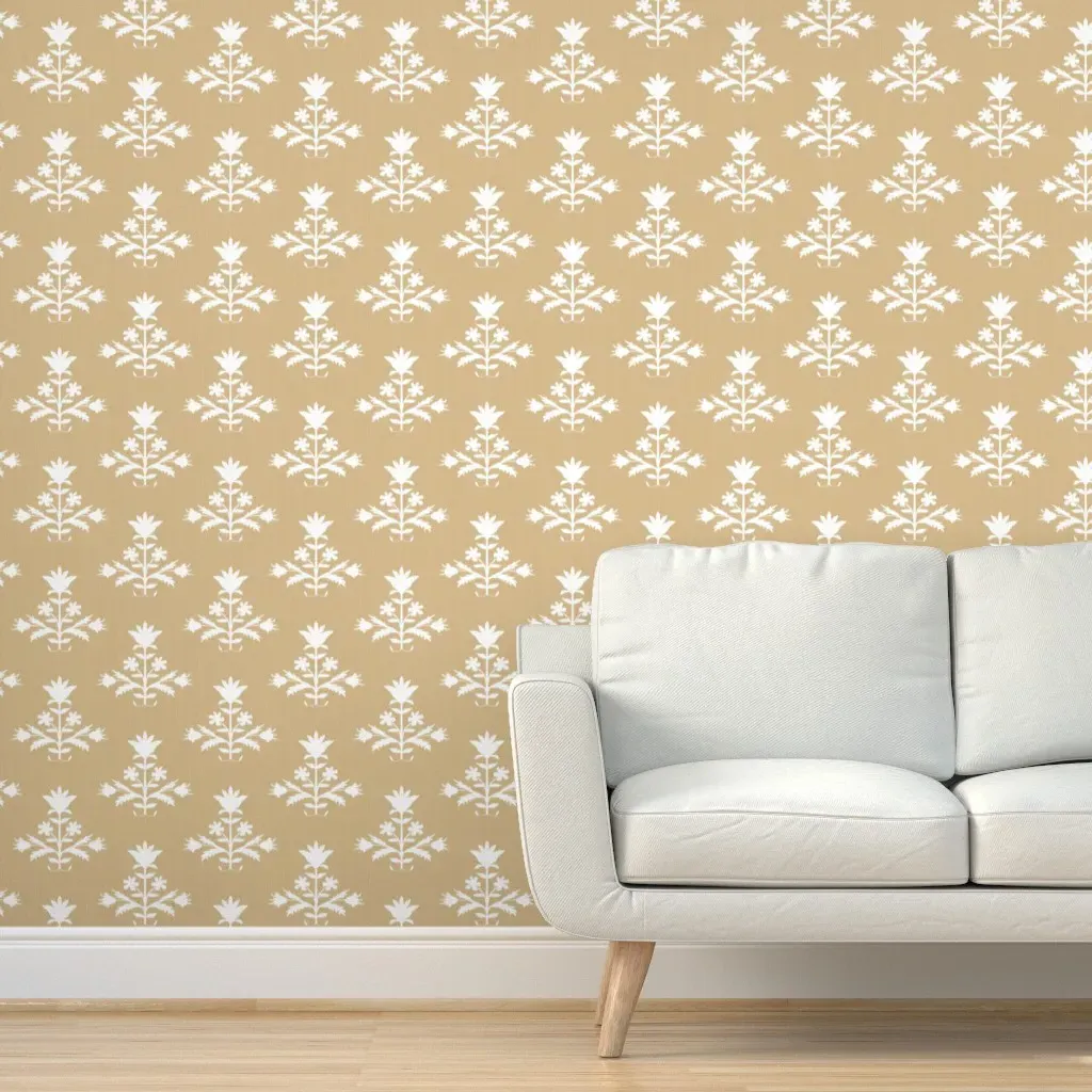 Tulip Indienne Peel and Stick Wallpaper - Caramel, White product