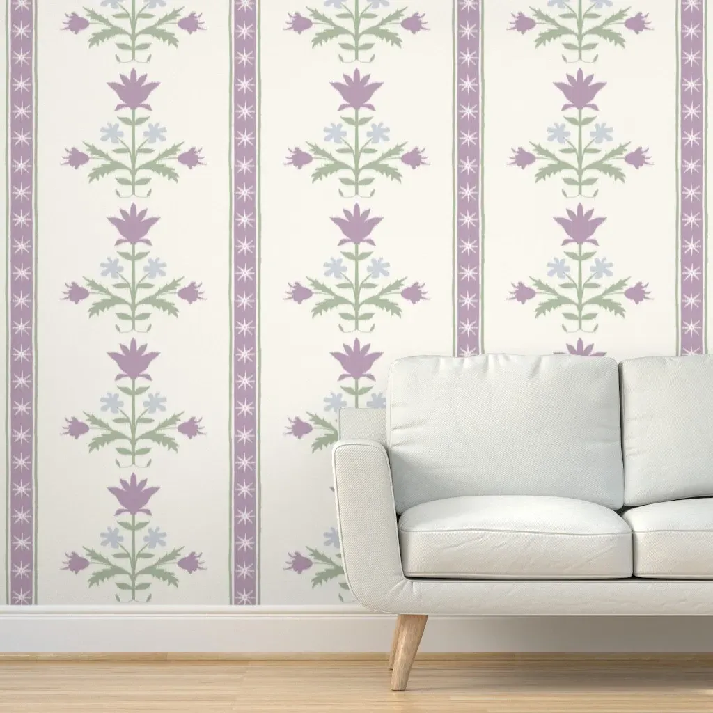 Tulip Indienne Stripe Peel and Stick Wallpaper - Dusty Purple product