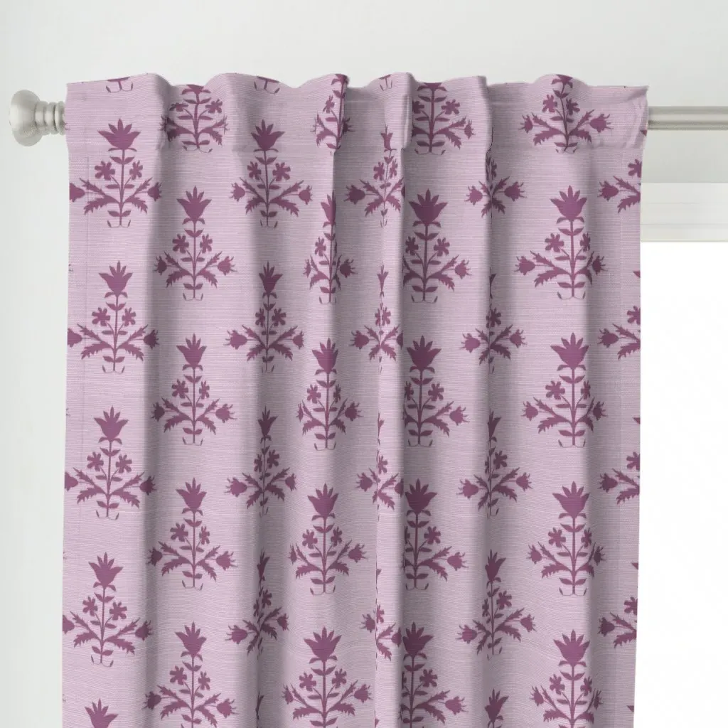 Tulip Print Faux Curtain Panel - Dusty Rose alternate view