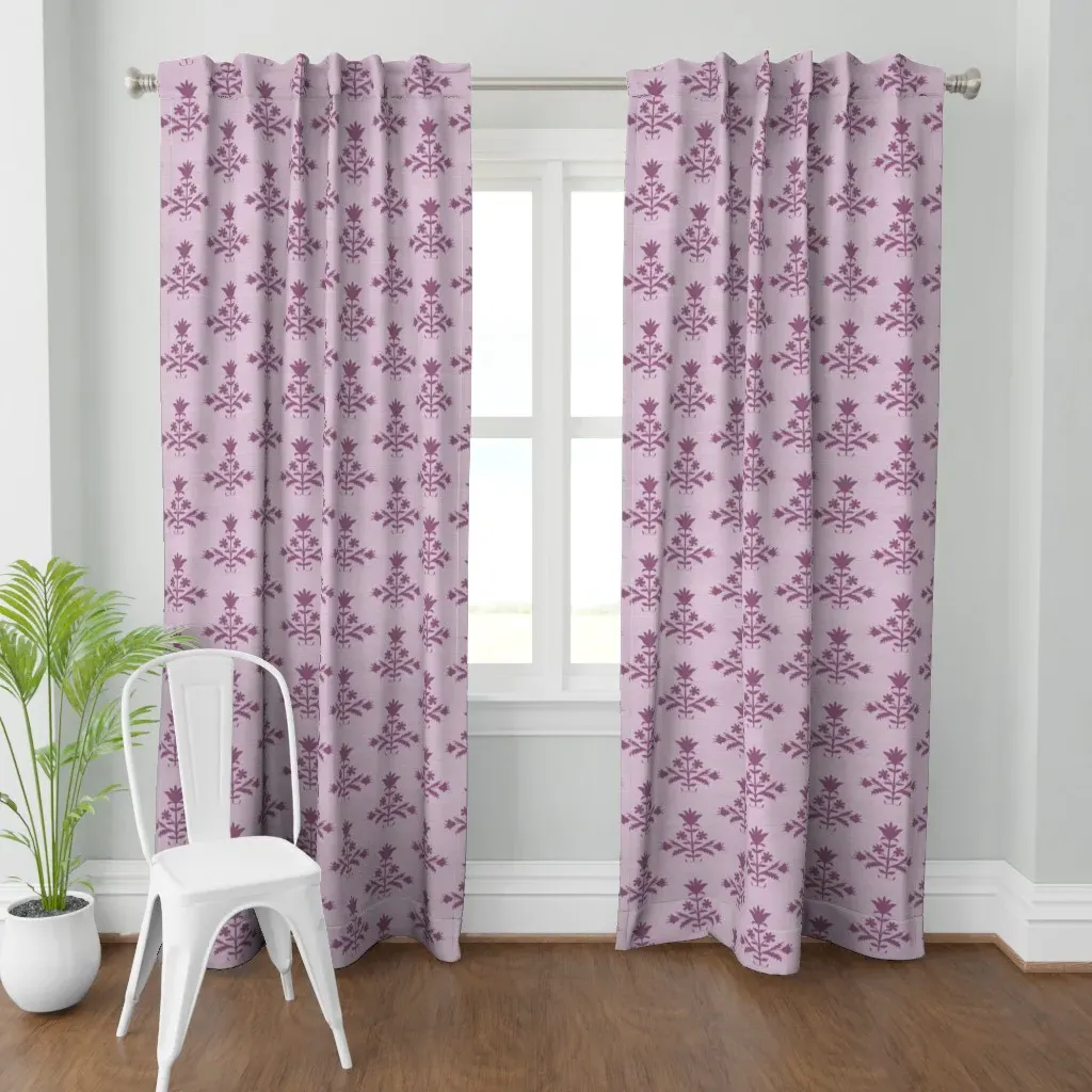 Tulip Print Faux Curtain Panel - Dusty Rose product
