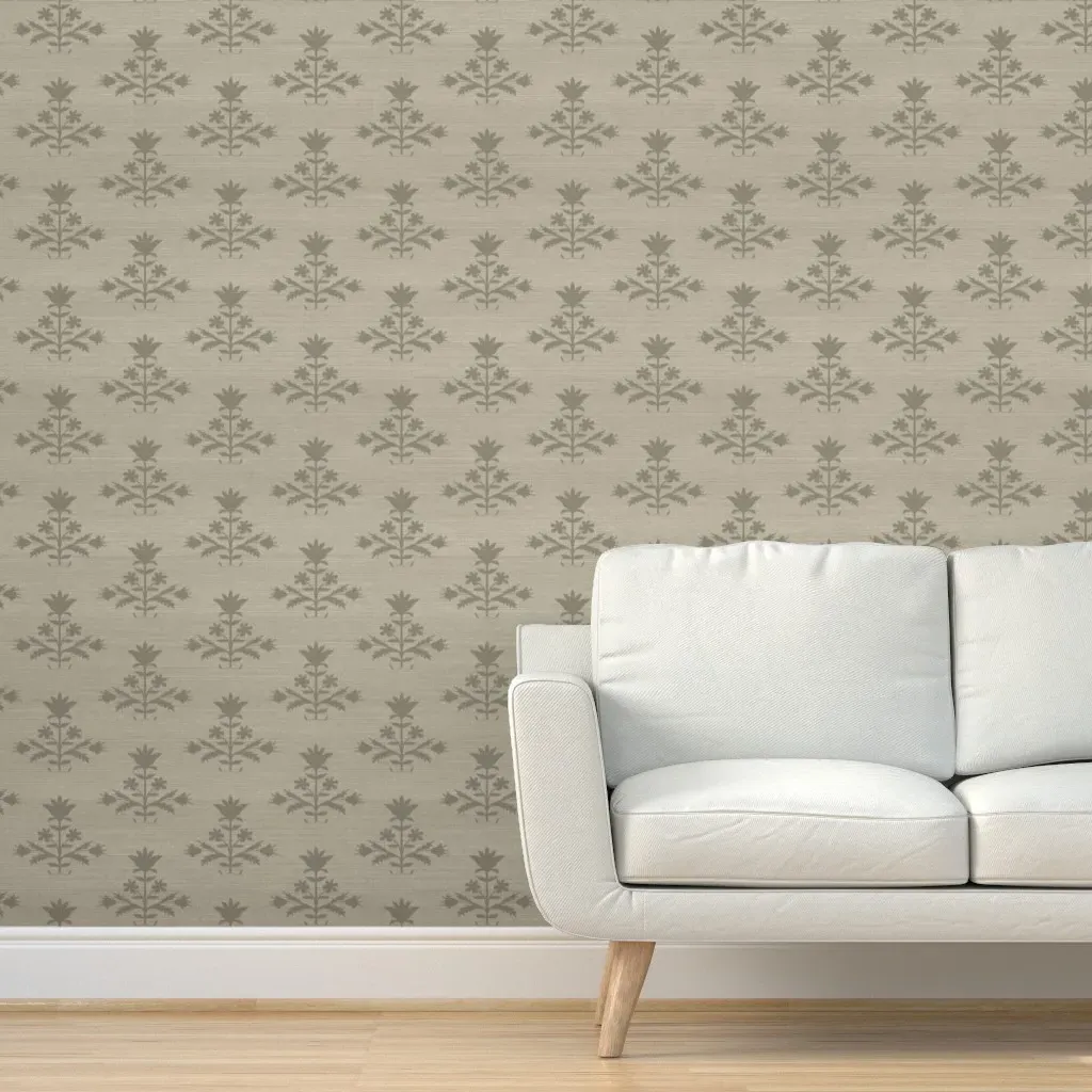 Tulip Print Faux Grasscloth Peel and Stick Wallpaper - Taupe product