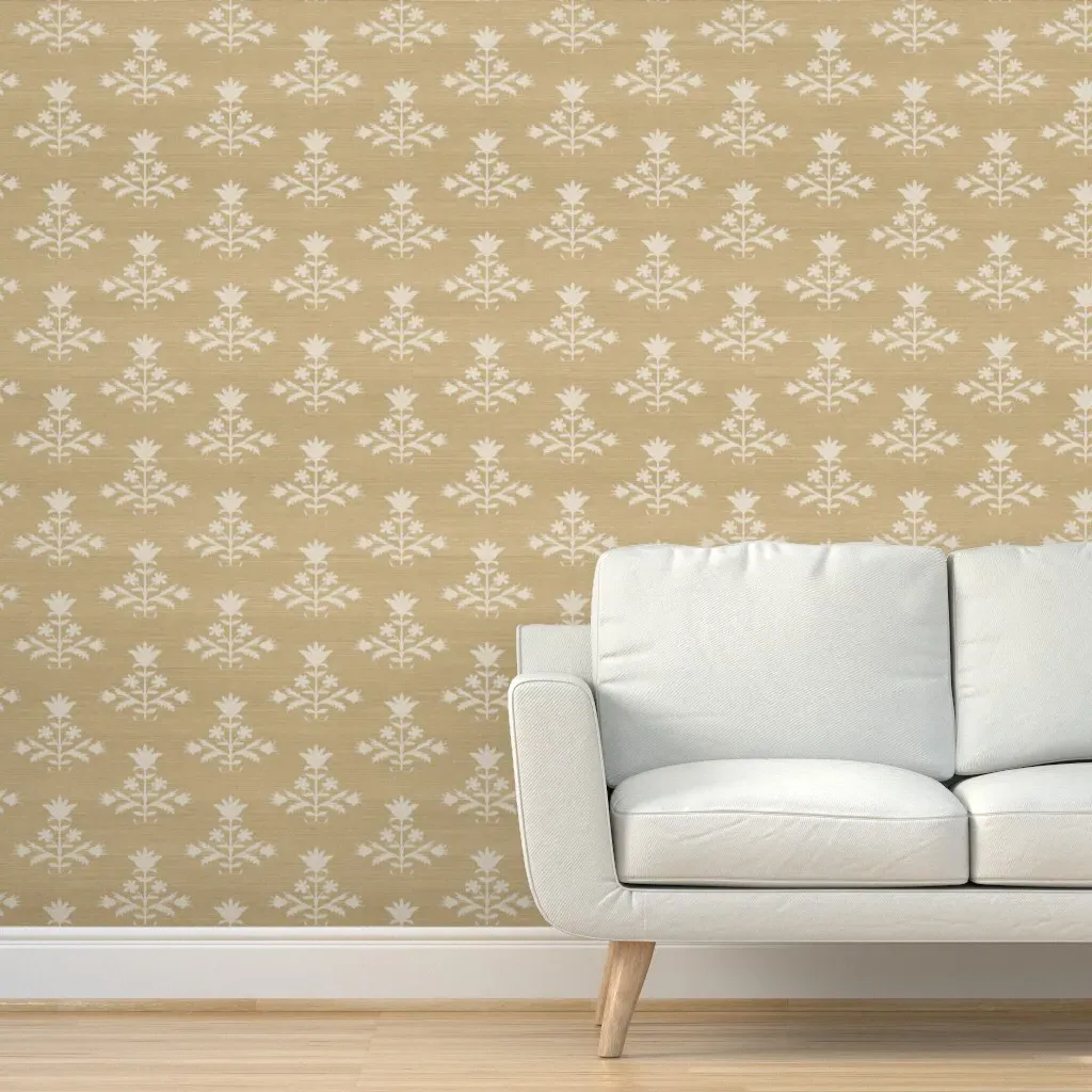 Tulip Print Fauxgrasscloth Peel and Stick Wallpaper - Sepia product