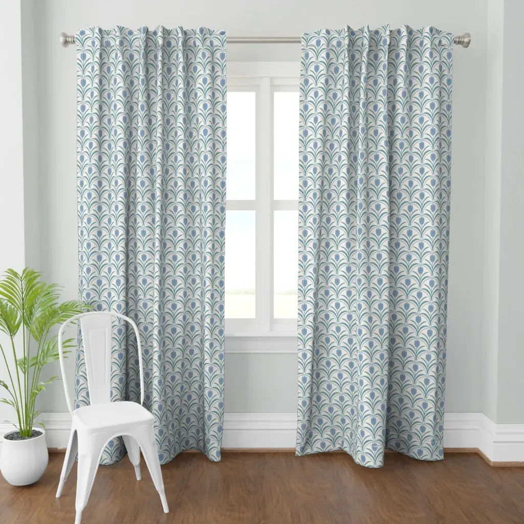 Tulip Scallops Geometric Curtain Panel - Dusty Blue product