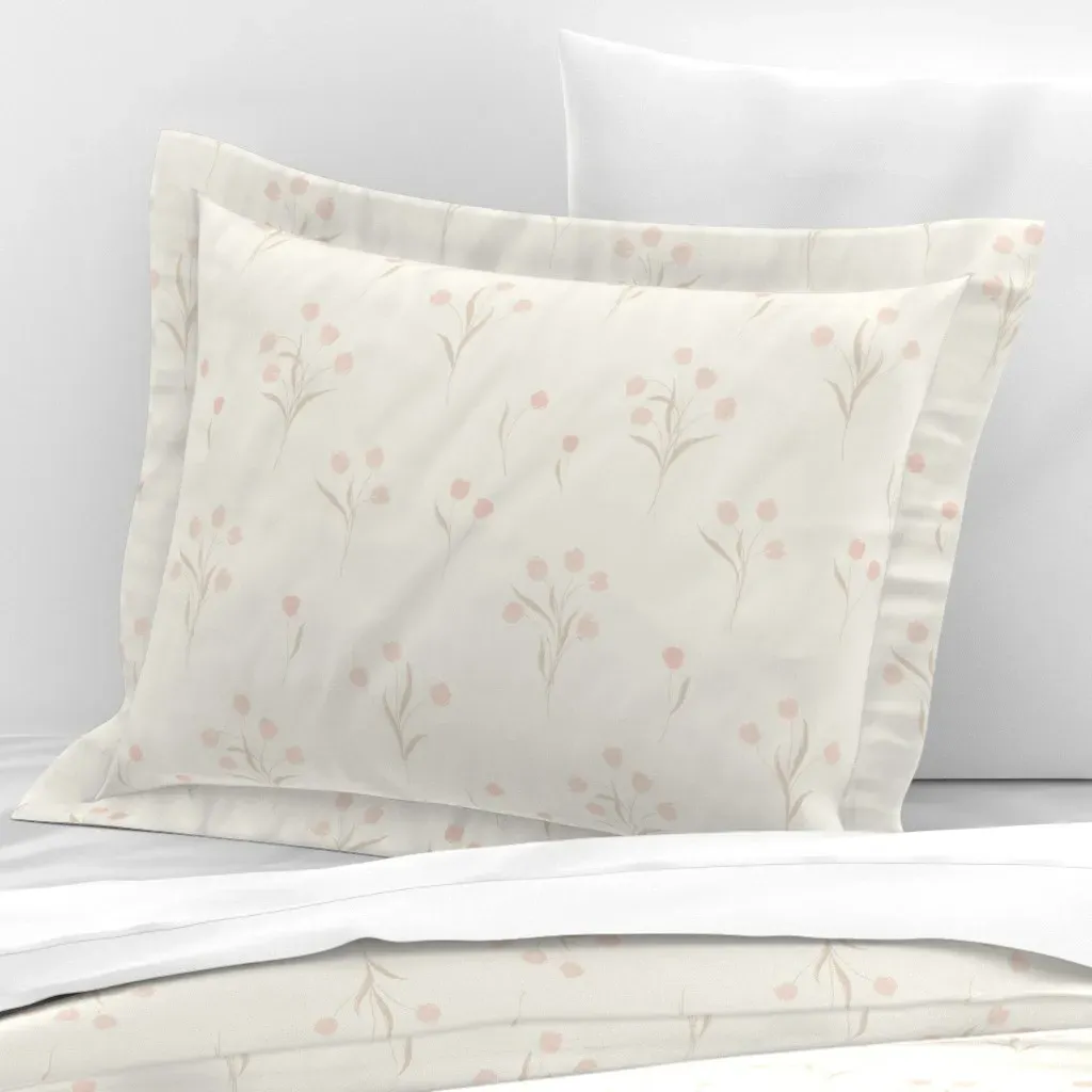 Tulip Stems Standard Flanged Cushion Cover - Pink, Cotton Sateen product