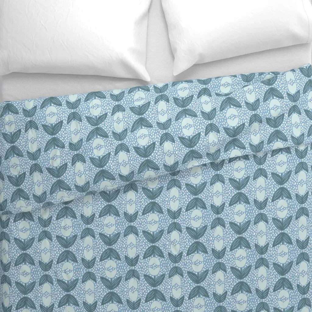 Tulips Garden Drops Easter Duvet Cover - Dusty Blue alternate view