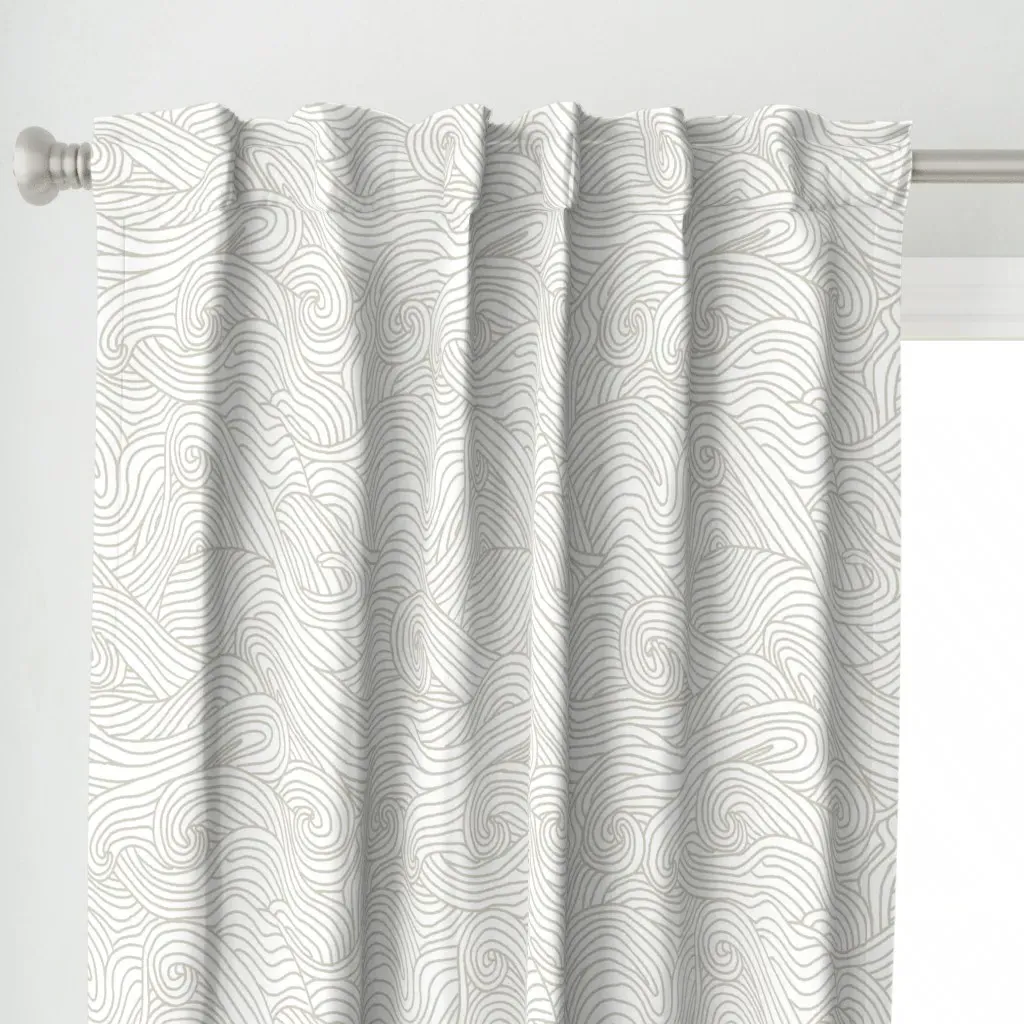Tumbling Ocean Waves Curtain Panel - Light Beige alternate view