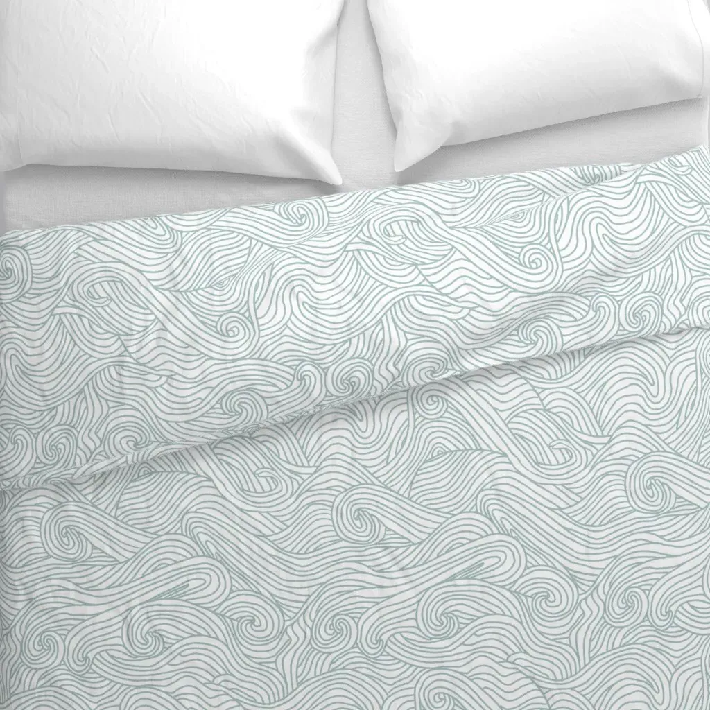 Tumbling Ocean Waves Duvet Cover - Light Teal alternate view