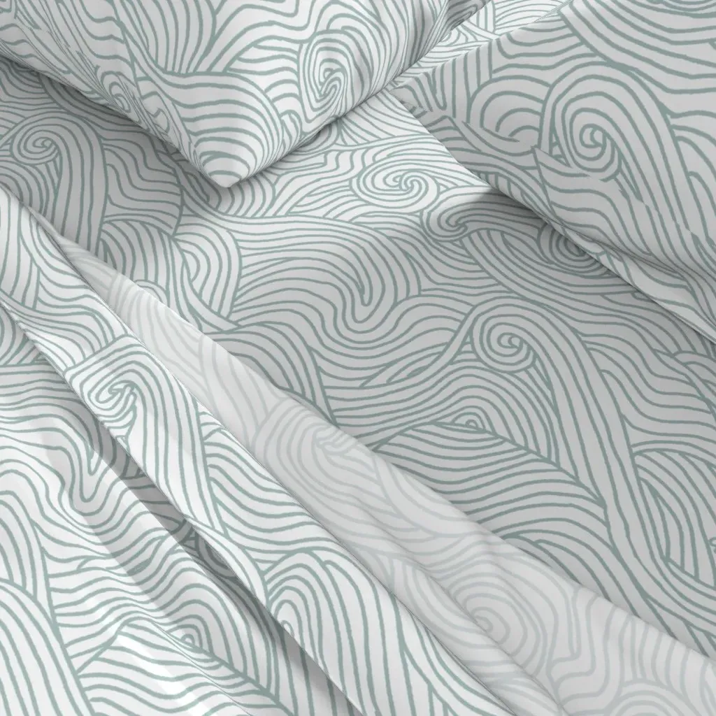 Tumbling Ocean Waves Queen Sheet Set - Light Teal alternate view