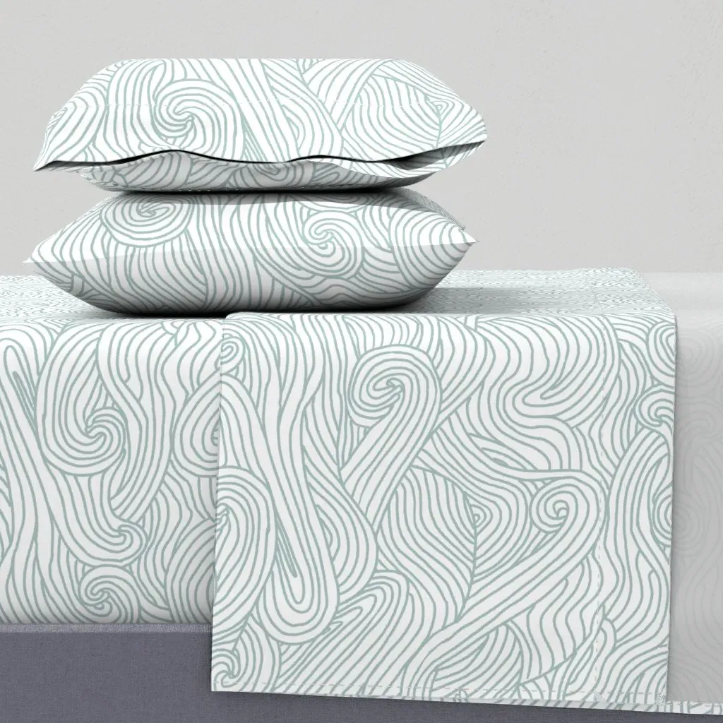 Tumbling Ocean Waves Queen Sheet Set - Light Teal product
