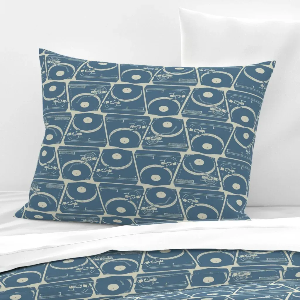 Turntables Standard Knife Edge Cushion Cover - Blue, Cotton product