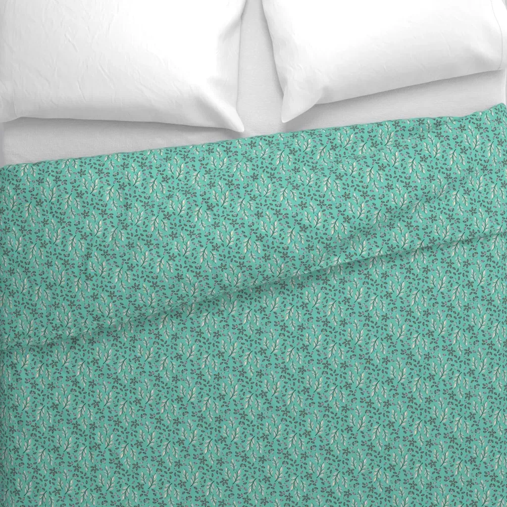 Turquoise Leaf Botanical Duvet Cover - Teal alternate view