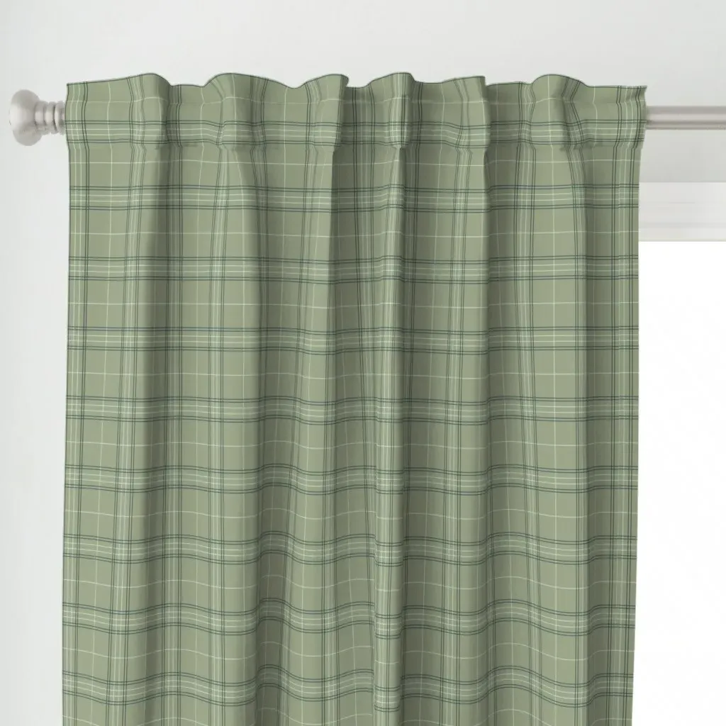 Turtle Beach Plaid Curtain Panel - Sage Green alternate view