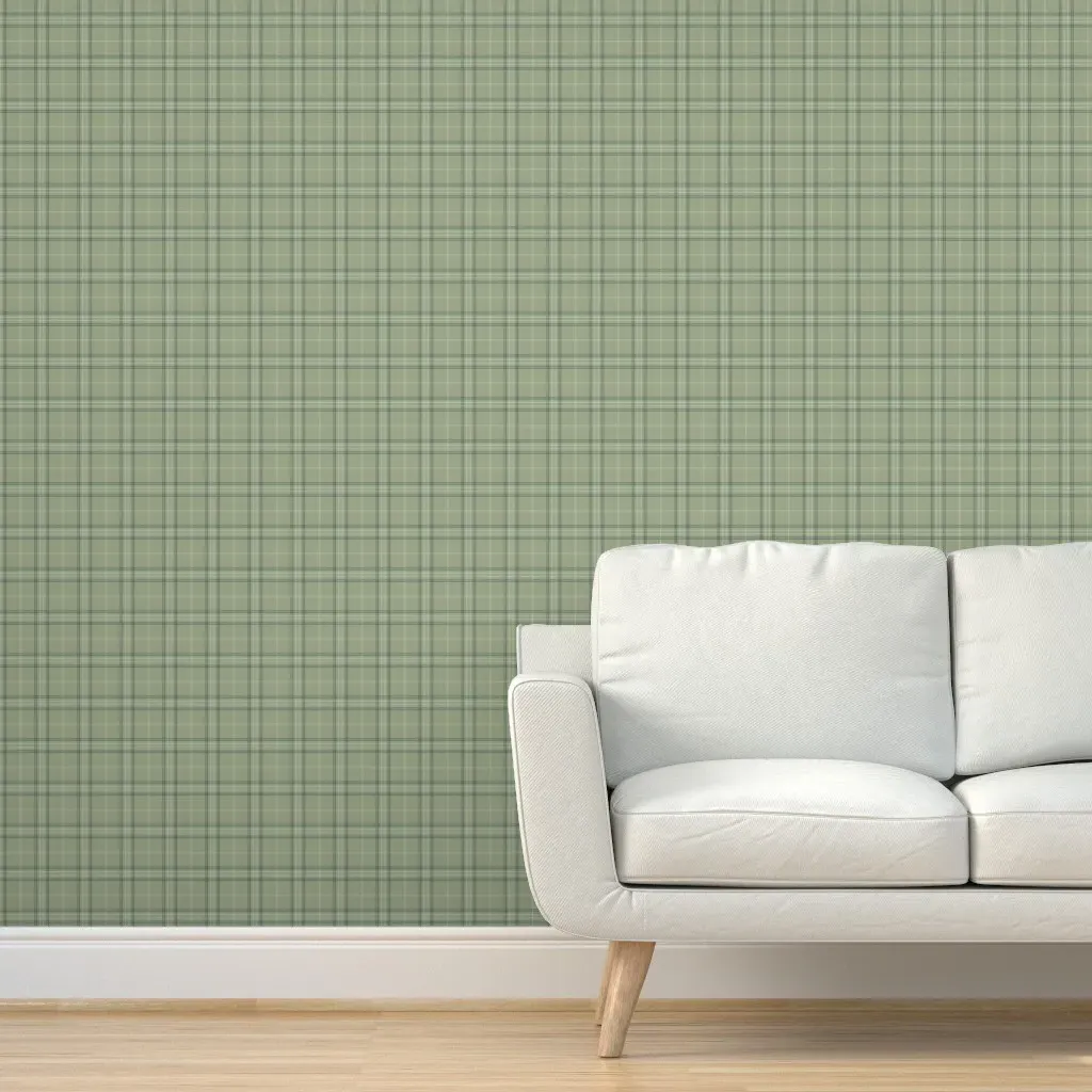 Turtle Beach Plaid Peel and Stick Wallpaper - Sage Green product