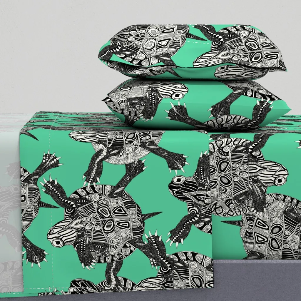 Turtle Party Twin Sheet Set - Black product