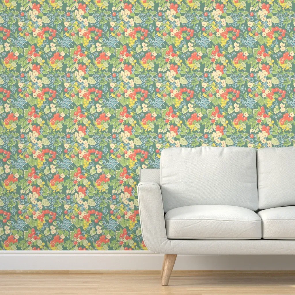 Tuscan Garden Peel and Stick Wallpaper - Coral, Green product