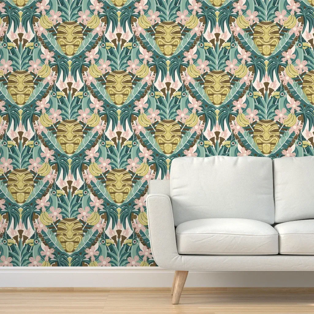 Tutti Tiki Fruitti Peel and Stick Wallpaper - Olive Green product