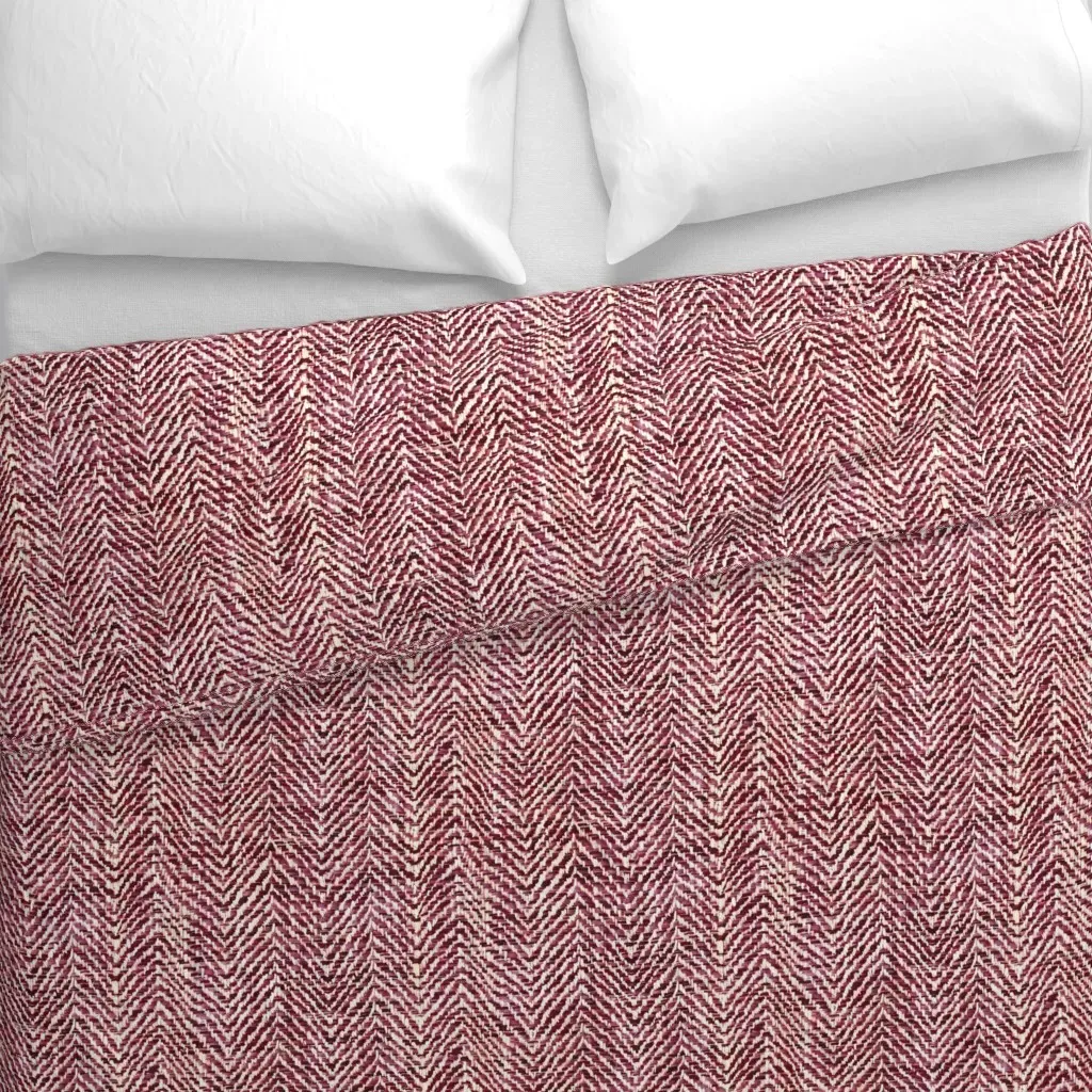 Tweed Chevron Duvet Cover - Burgundy alternate view
