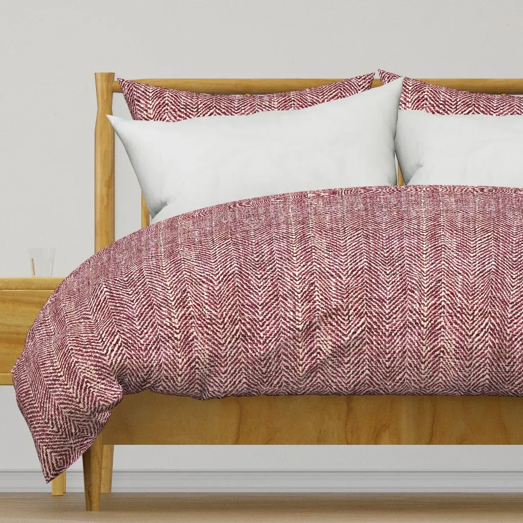 Tweed Chevron Duvet Cover - Burgundy product