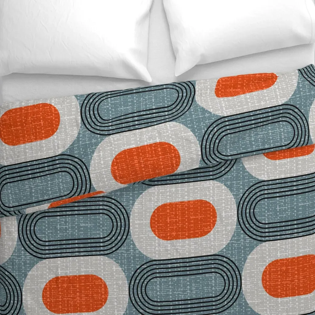 Tweedy Mid Century Duvet Cover - Orange alternate view