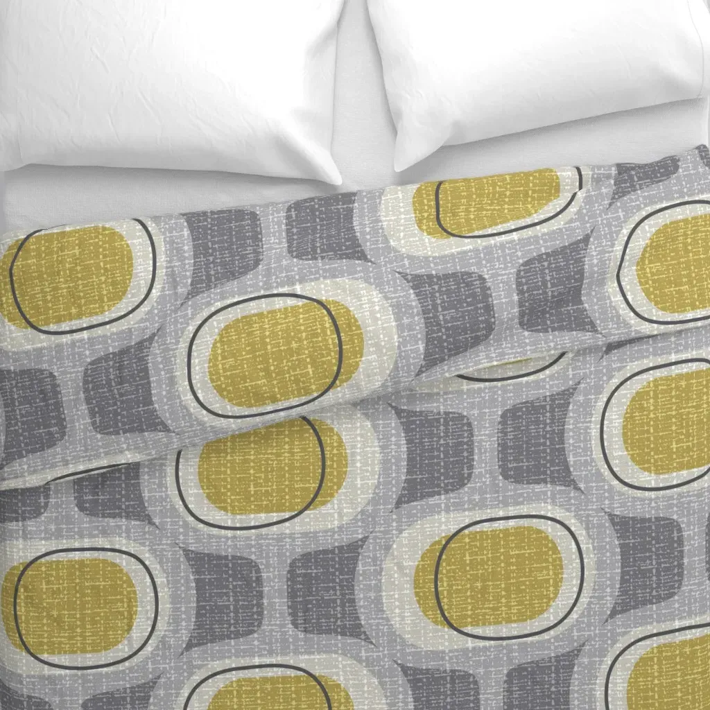 Tweedy Orbs Jumbo Retro Gold Duvet Cover - Gray alternate view