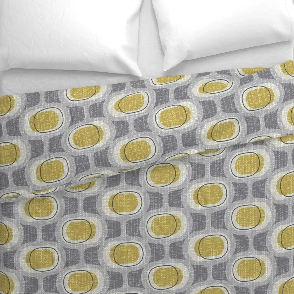 Tweedy Orbs Large Scale Retro Duvet Cover - Gray alternate view