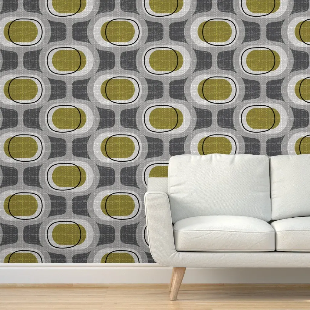 Tweedy Orbs Peel and Stick Wallpaper - Retro Green product