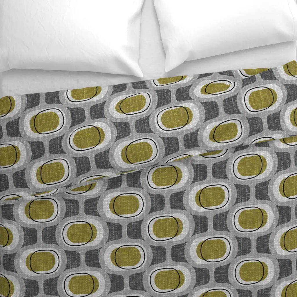 Tweedy Orbs Retro Mid Duvet Cover - Olive Green alternate view