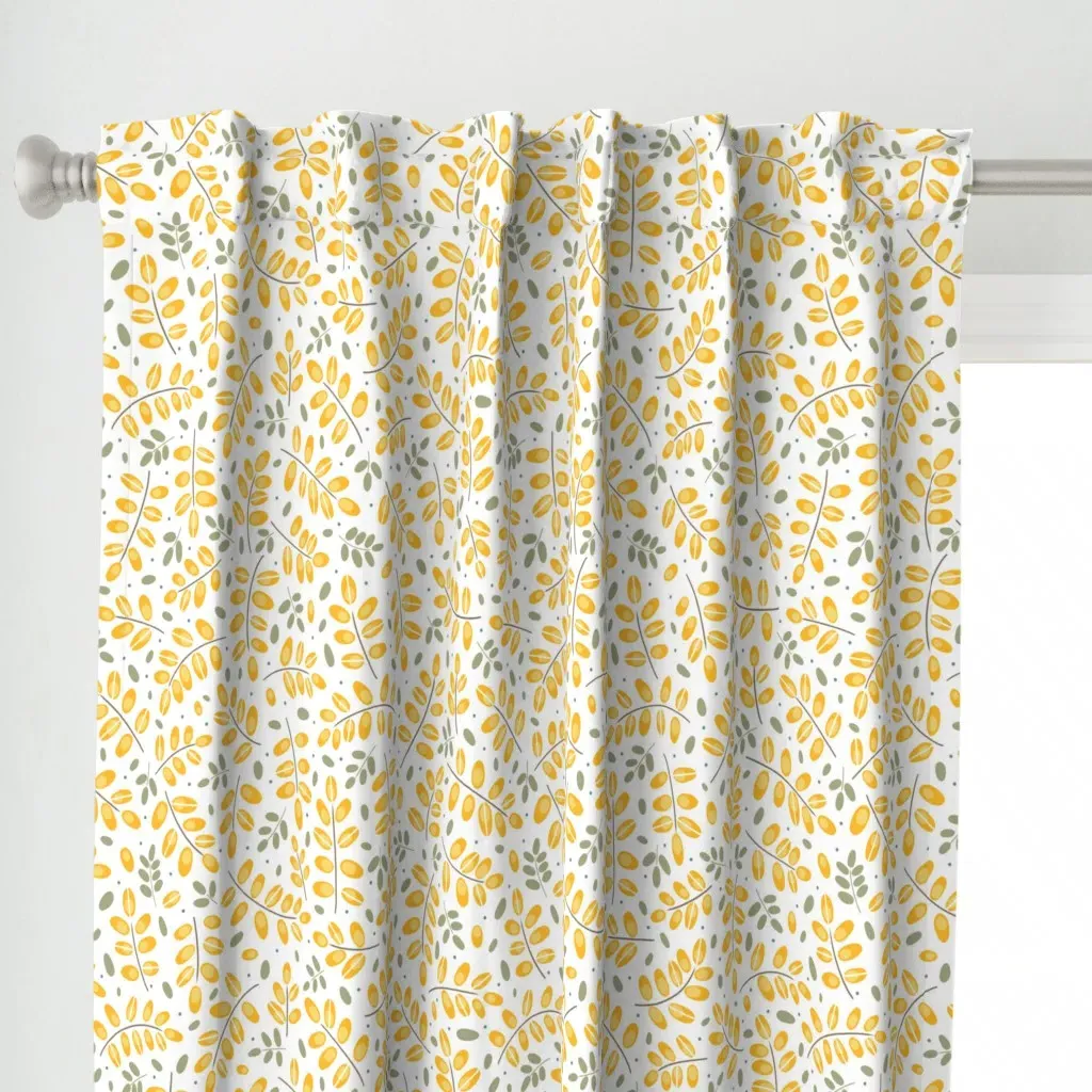 Twigs Curtain Panel - Yellow, White alternate view