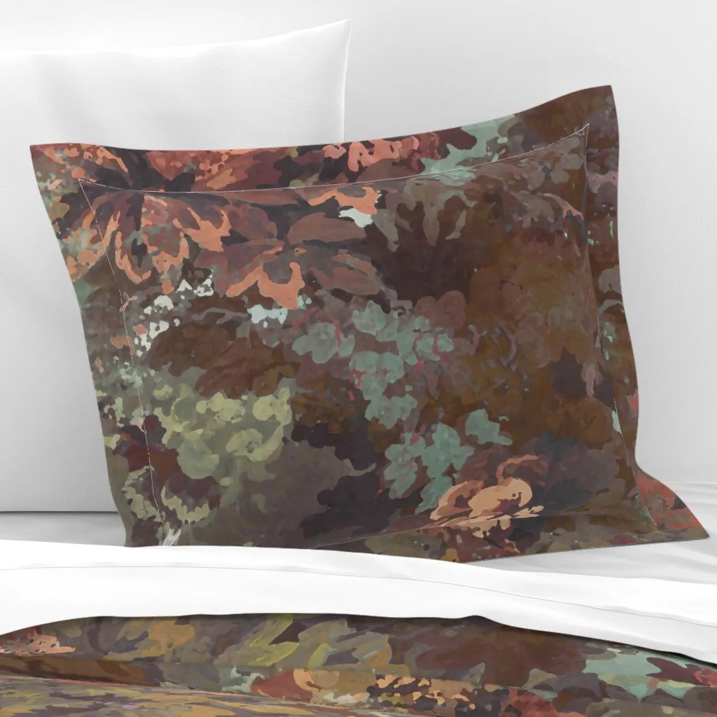 Twilight Garden Botanical Tapestry Standard Flanged Cushion - Dark Brown, Cotton Sateen product