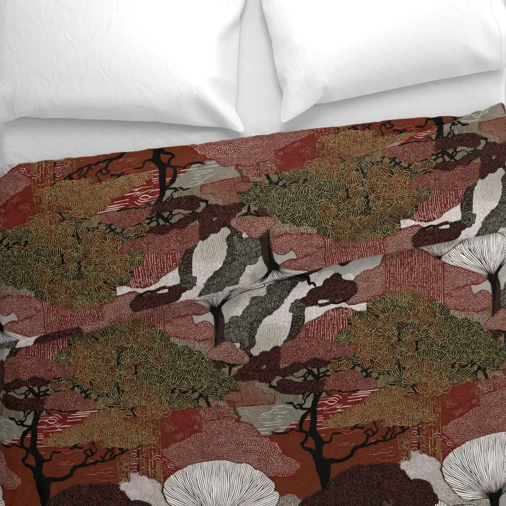 Twilight Grove Duvet Cover - Burgundy alternate view