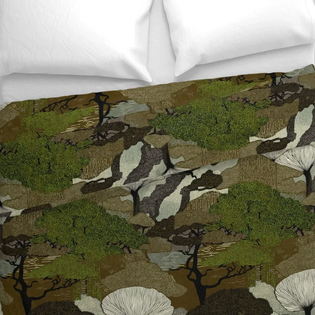 Twilight Grove Duvet Cover - Dark Olive Green alternate view