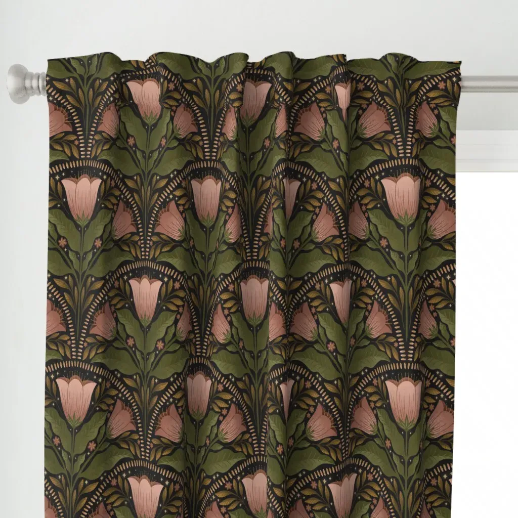 Twilight Tulips Curtain Panel - Dusty Rose alternate view