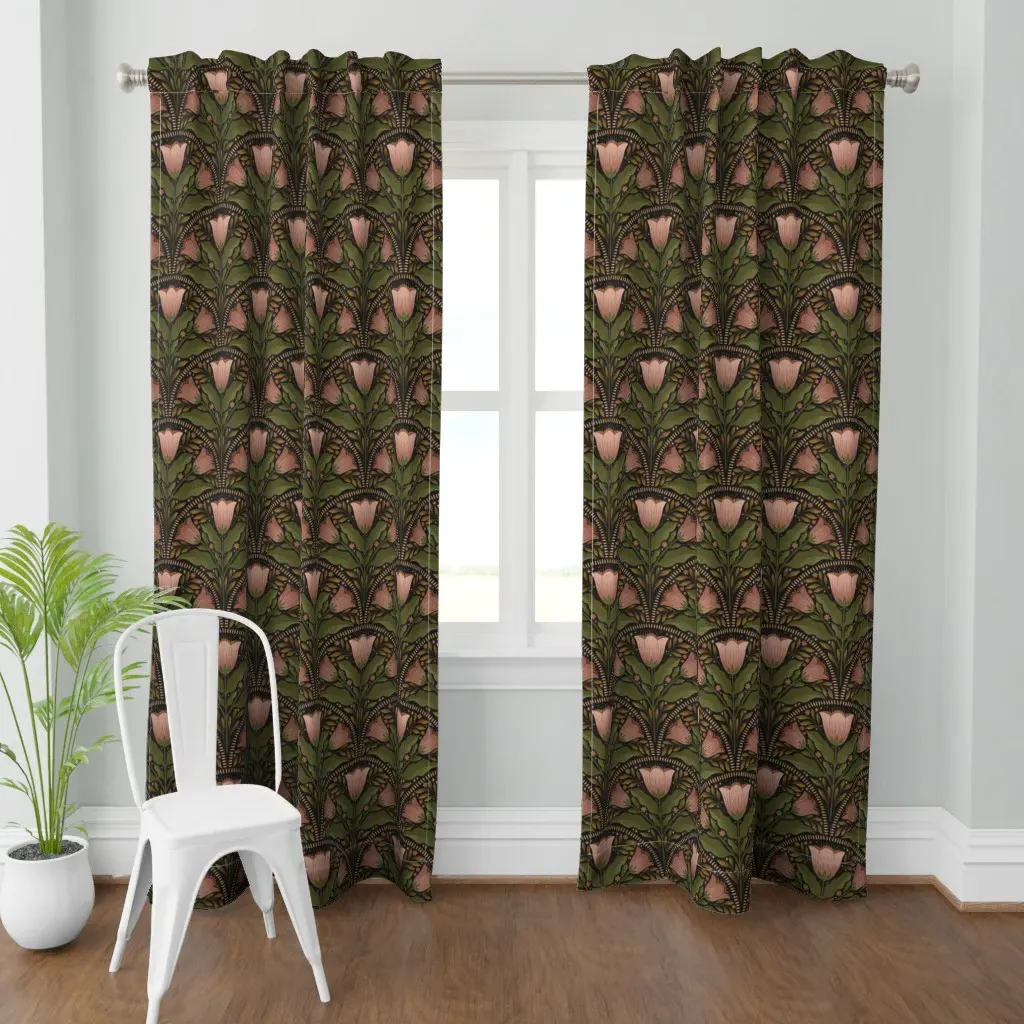 Twilight Tulips Curtain Panel - Dusty Rose product