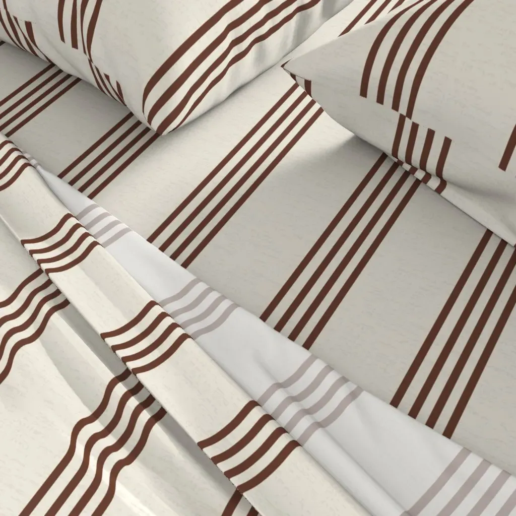 Twin XL Sheet Set - Brown, Cream Stripe alternate view