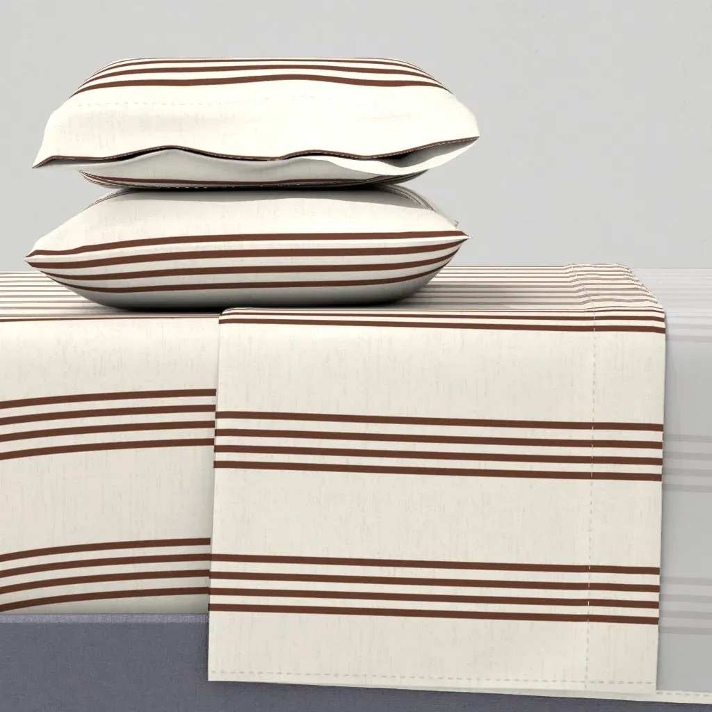 Twin XL Sheet Set - Brown, Cream Stripe product