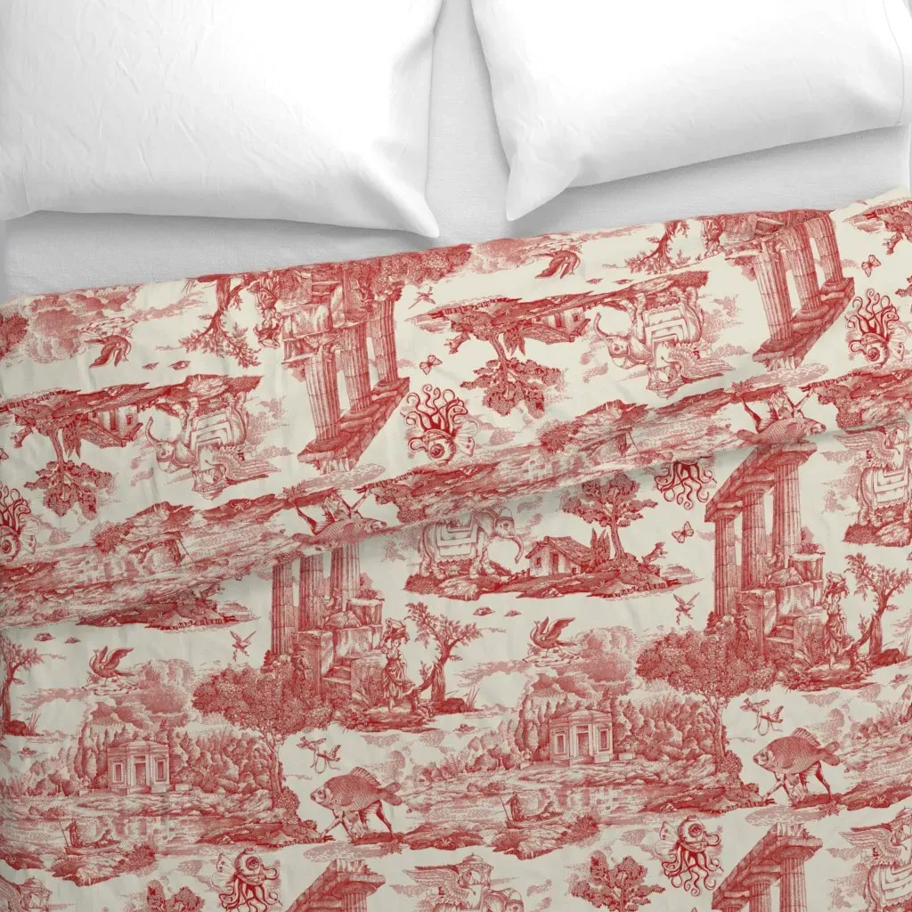 Twist Toile Of An Duvet Cover - Red alternate view
