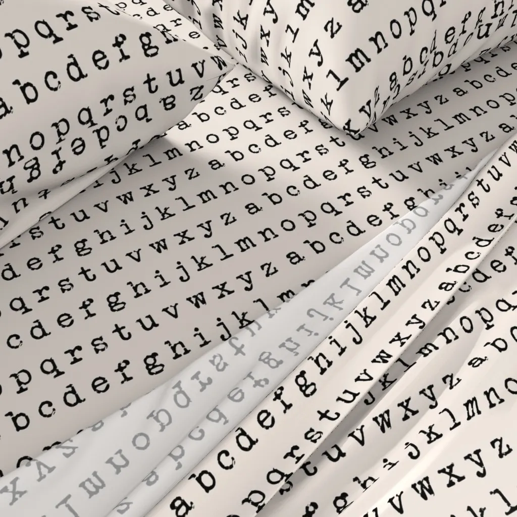 Typewriter Alphabet Twin Sheet Set - Black, White alternate view