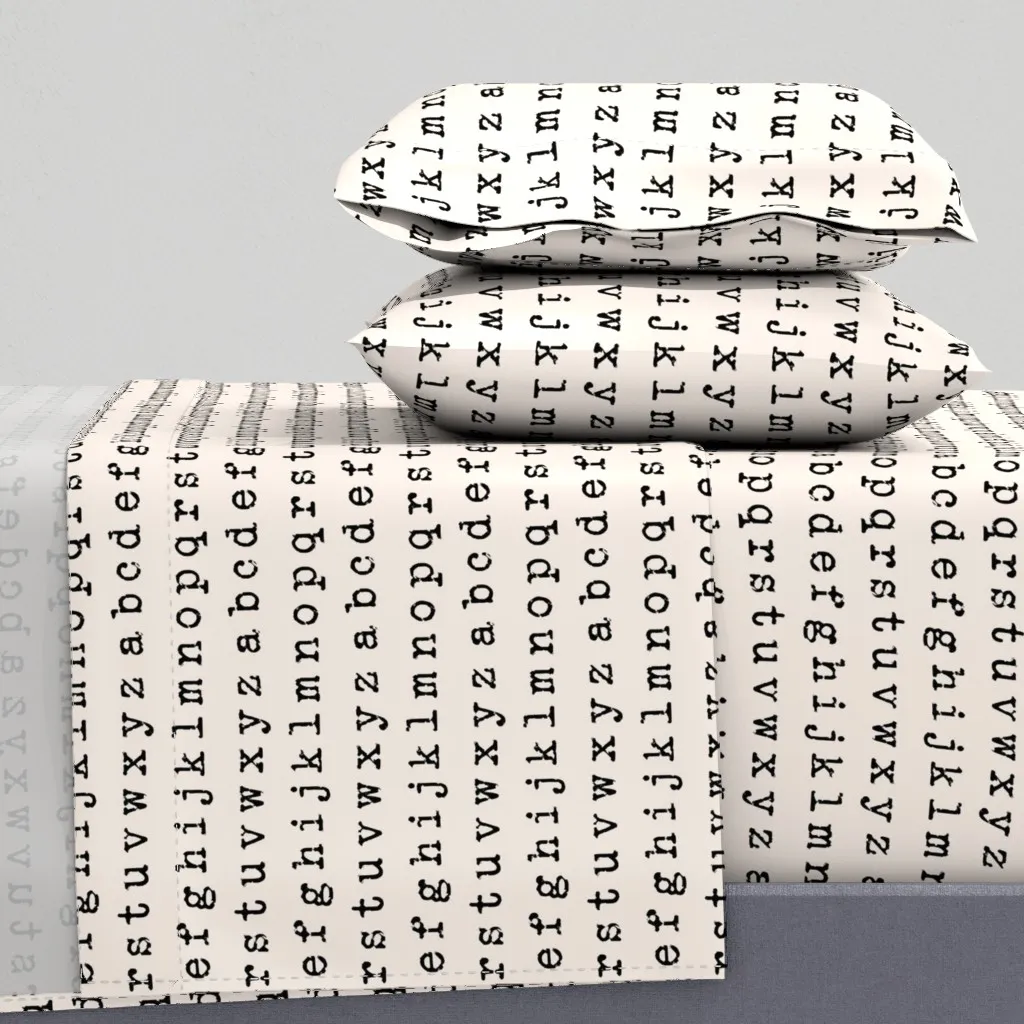 Typewriter Alphabet Twin Sheet Set - Black, White product