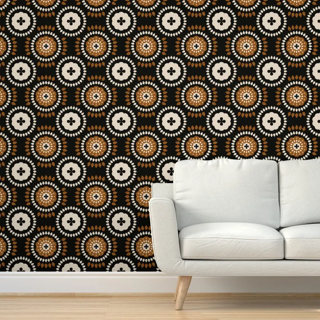 Ubu Brocade Peel and Stick Wallpaper - Brown product