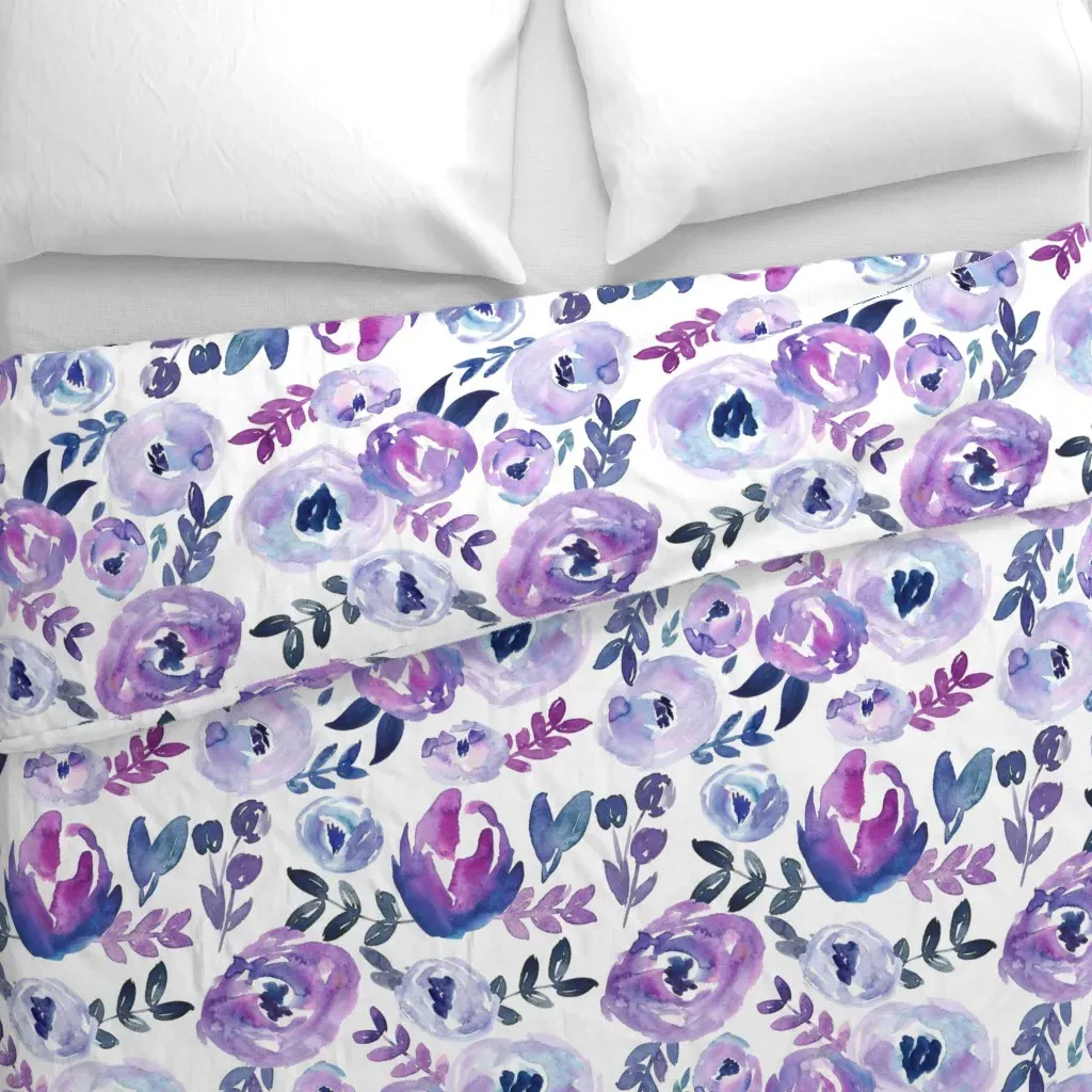 Ultra Violet Loose Watercolor Duvet Cover - Purple alternate view