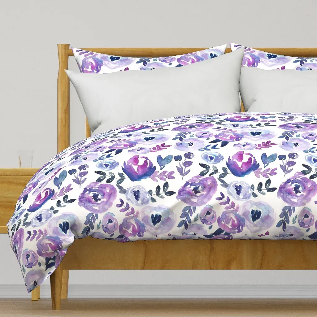 Ultra Violet Loose Watercolor Duvet Cover - Purple product