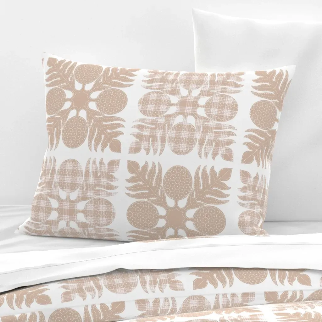 Ulu Beige Palaka Quilt Standard Cushion Cover - Beige, Cotton Sateen product