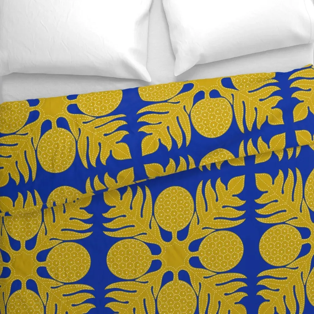 Ulu Quilt Large Duvet Cover - Gold, Blue alternate view