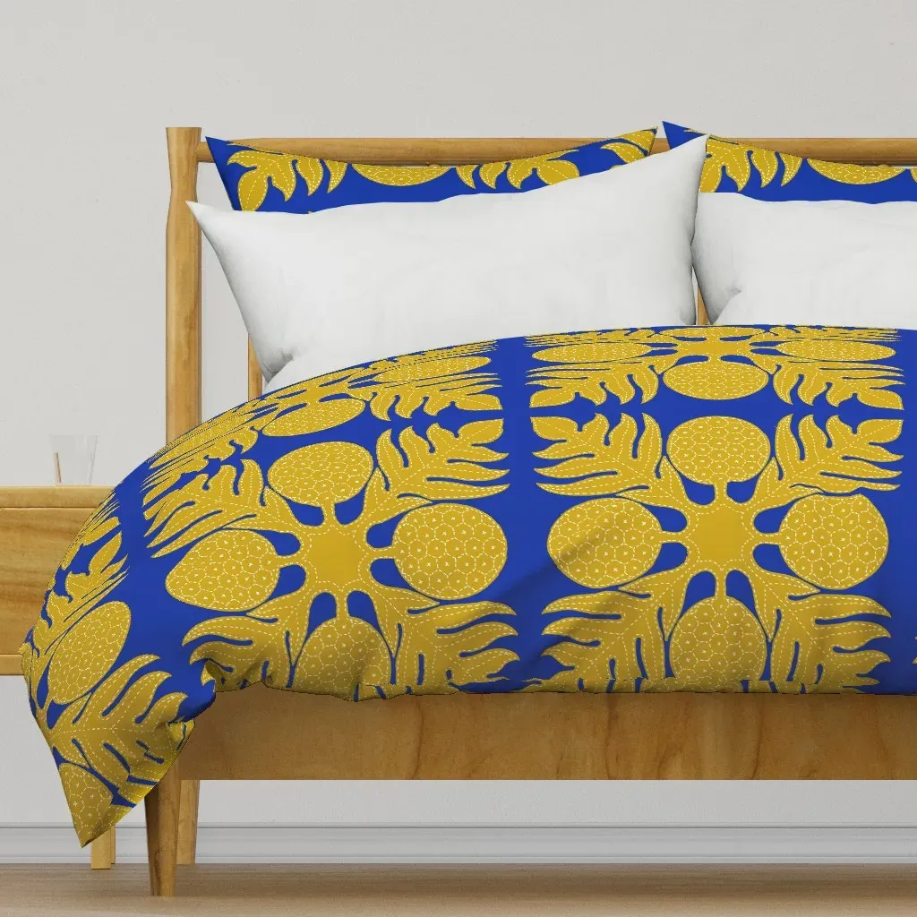 Ulu Quilt Large Duvet Cover - Gold, Blue product