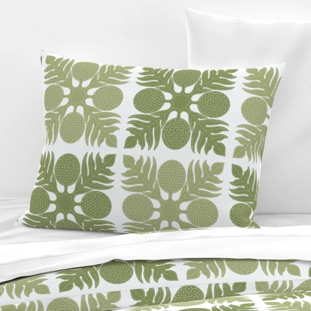 Ulu Quilt Standard Knife Edge Pillow - Olive Green, Cotton Sateen product
