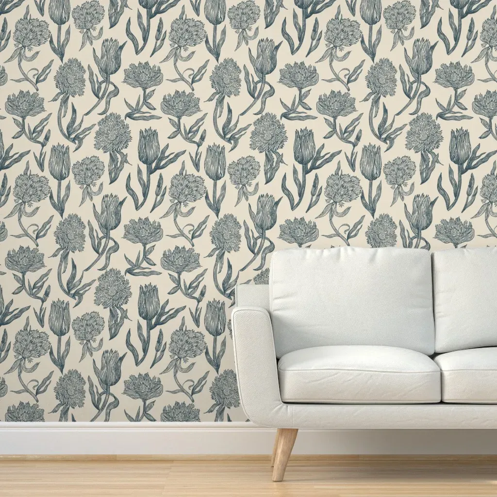 Umbria Dawn Trellis Peel and Stick Wallpaper - Dusty Blue product