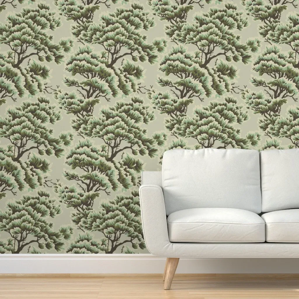 Umbria Dawn Woods Peel and Stick Wallpaper - Dark Green product