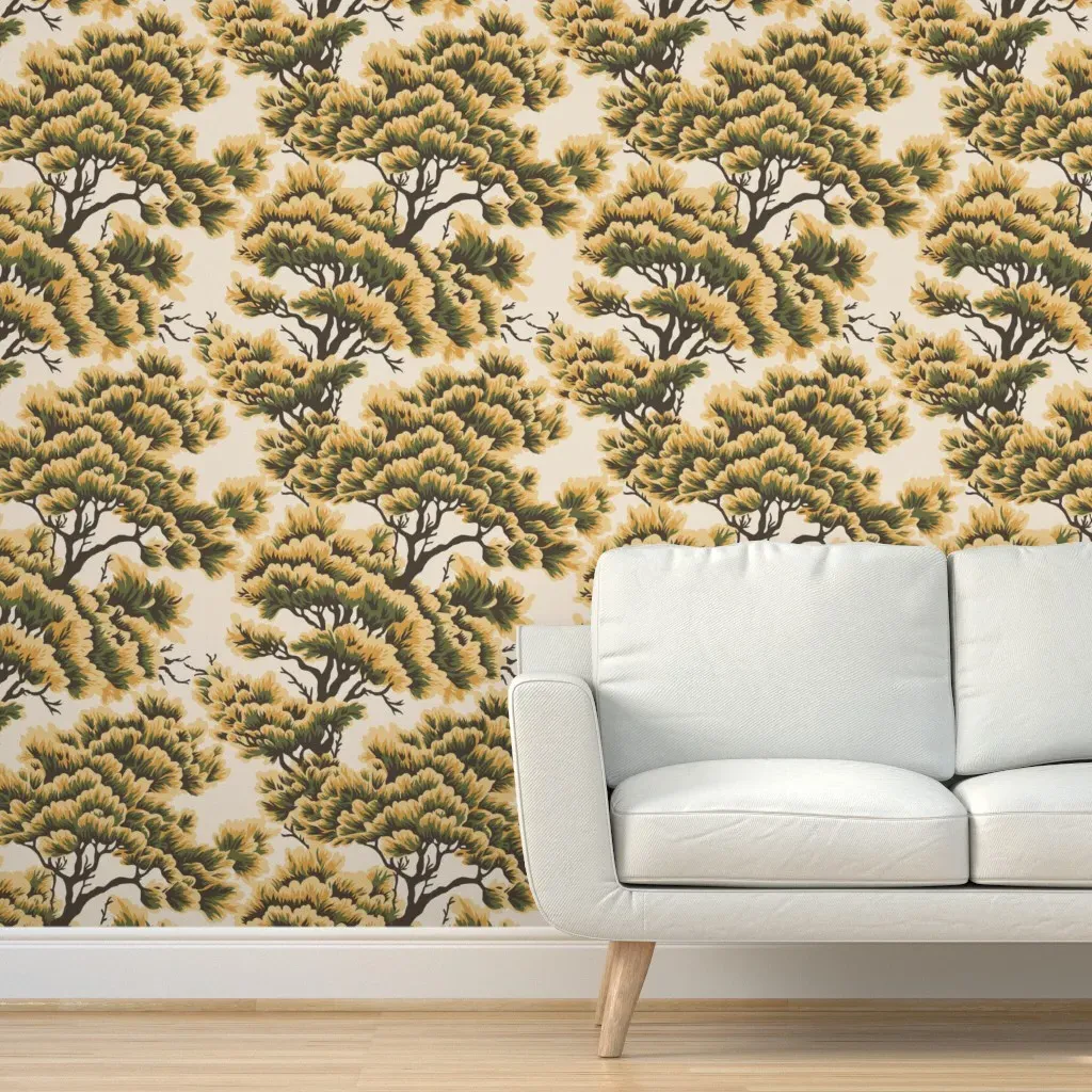 Umbria Golden Woods Peel and Stick Wallpaper - Olive Green product