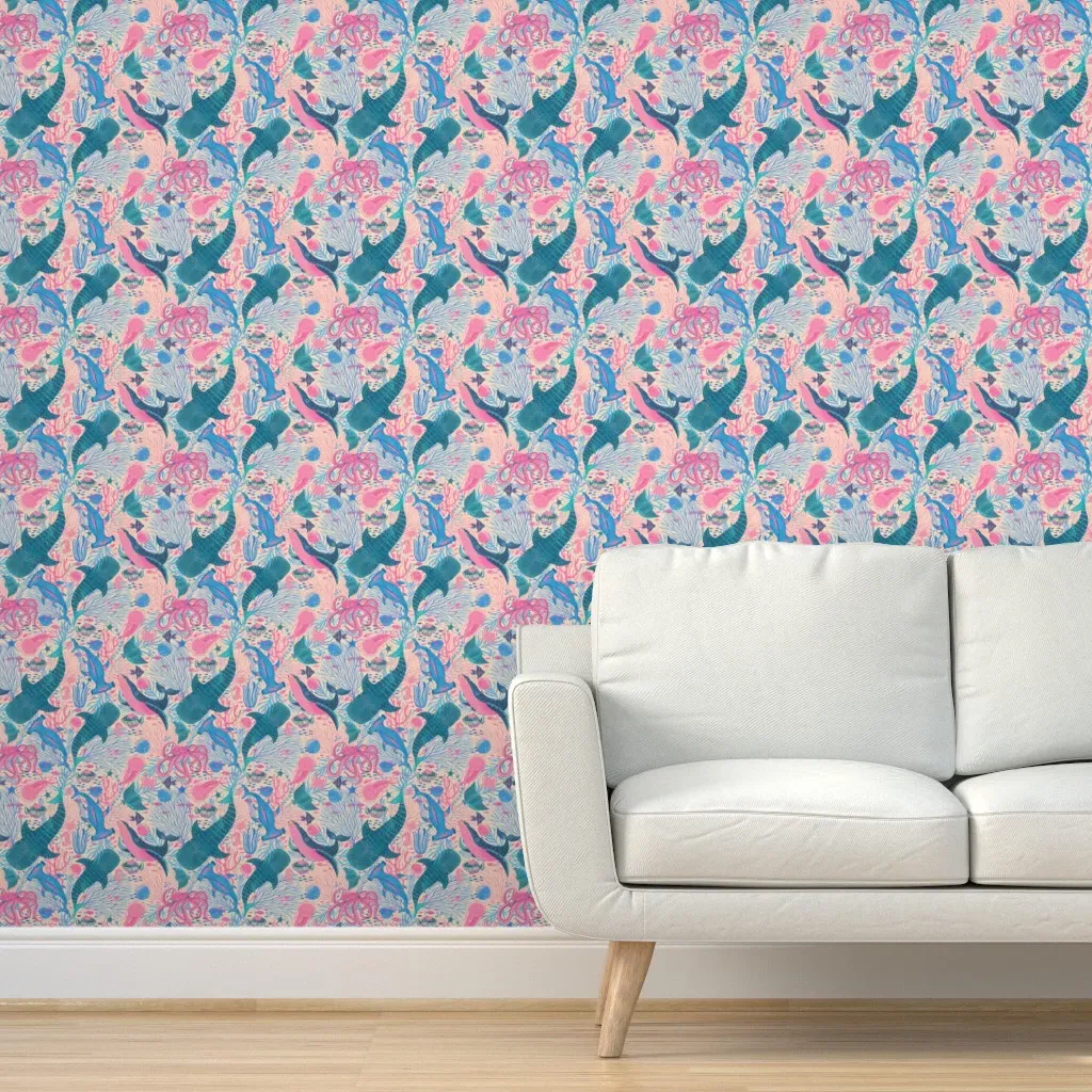Under The Sea Peel and Stick Wallpaper - Pink product