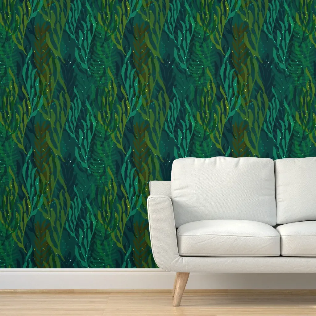 Underwater Emerald Forest Peel and Stick Wallpaper - Teal product
